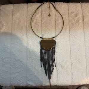 Elegant Gold and Black Fringe Necklace